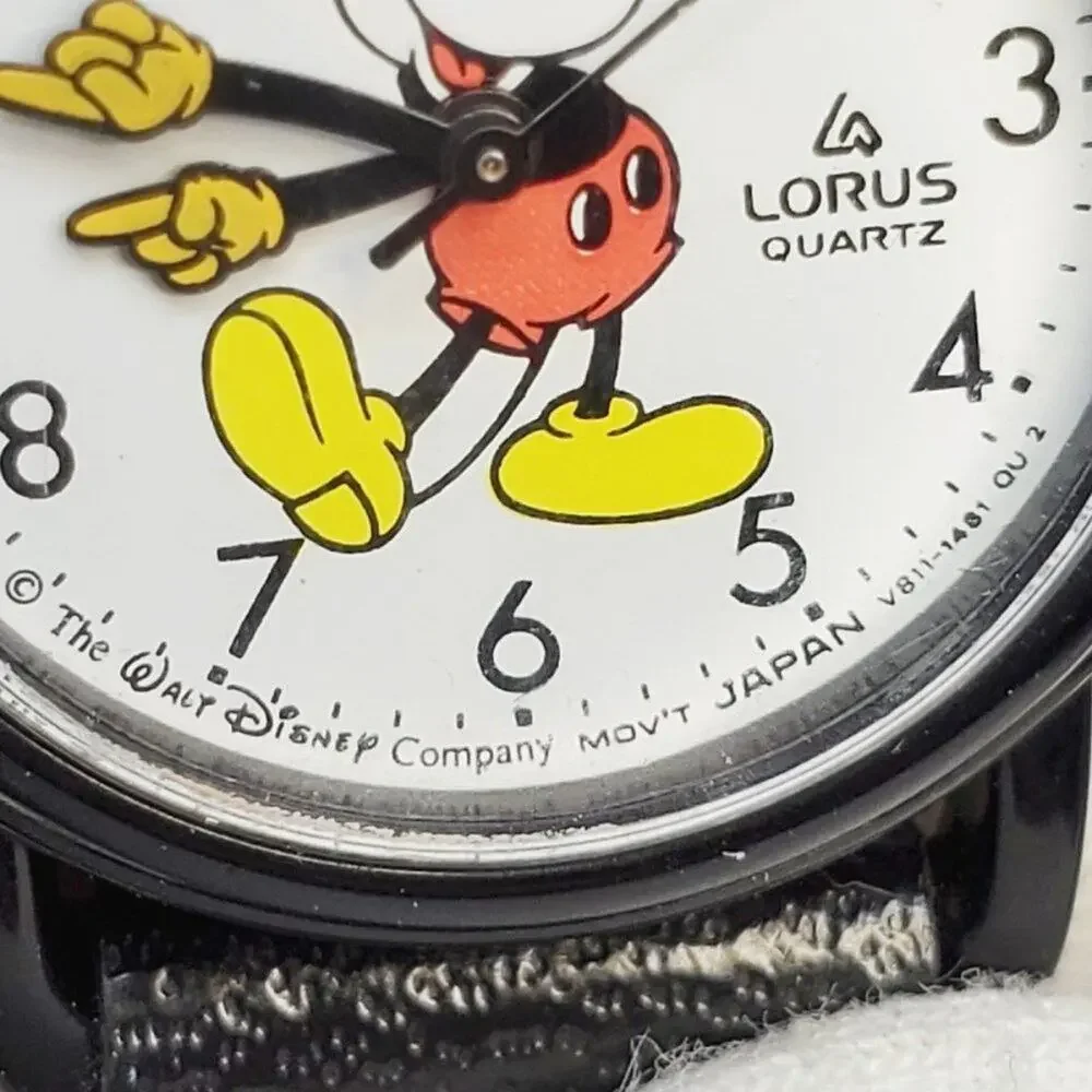 Vintage Disney X Lorus Mickey Mouse Black Plastic Watch